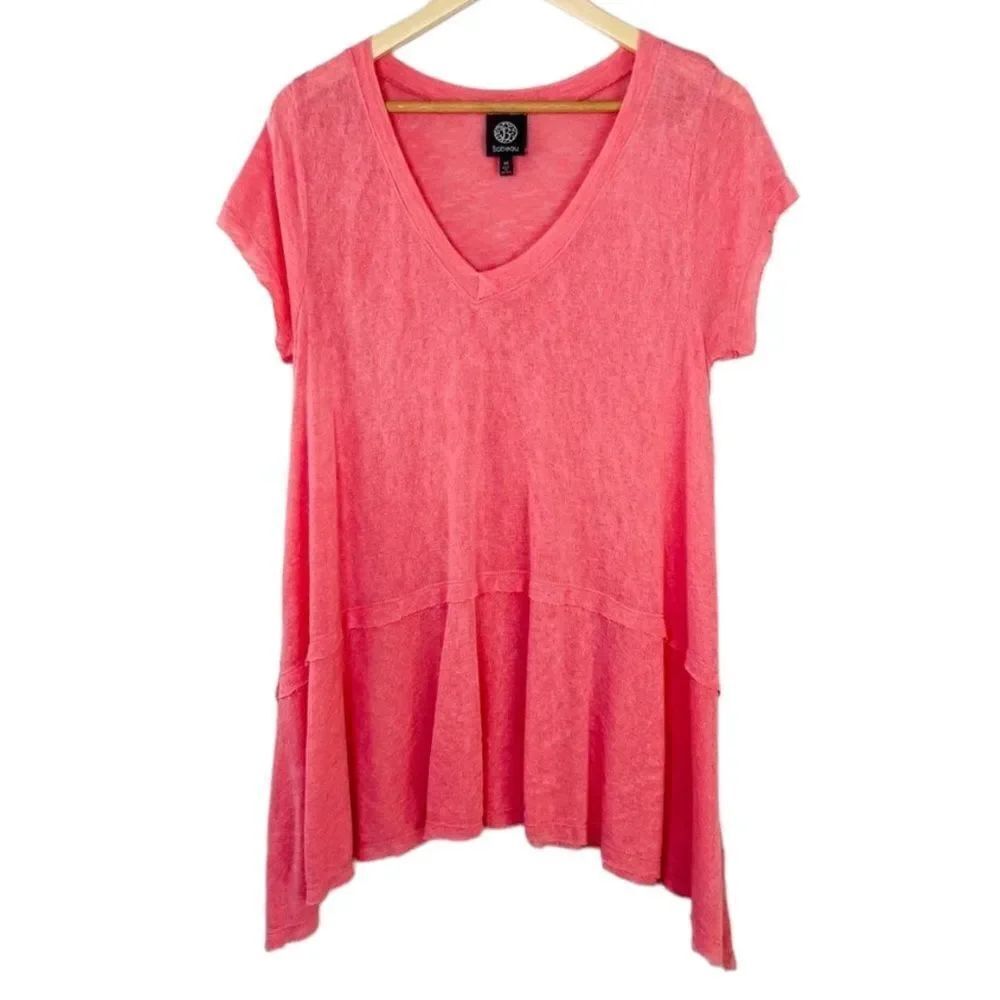 Bobeau coral pink shark bite hem tunic tee